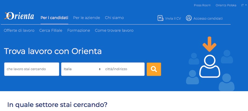 Screenshot del portale Orienta
