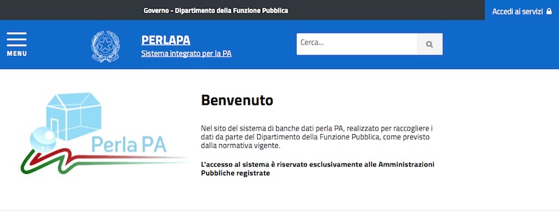 Screenshot del portale Perlapa