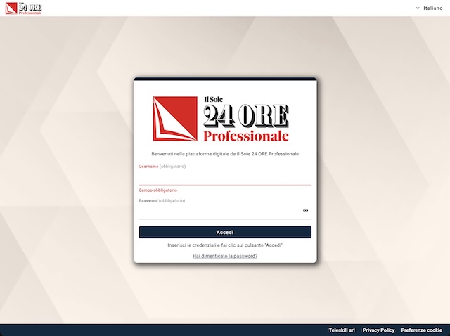 Screenshot del portale Sole24Ore Formazione
